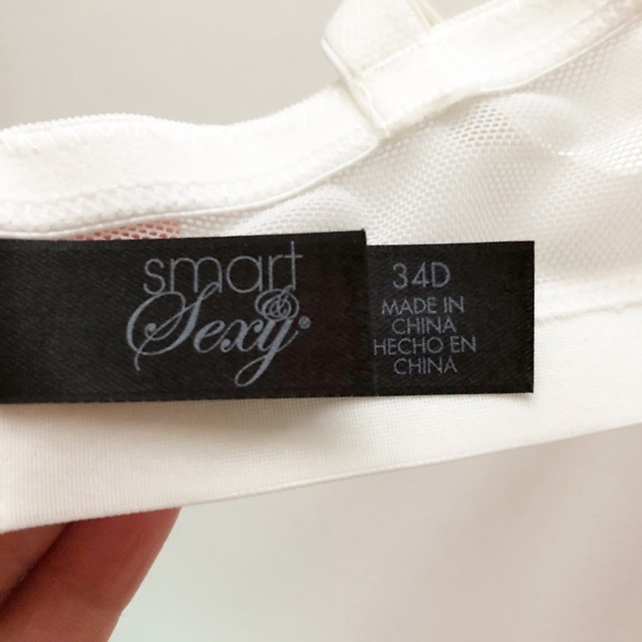 Smart & Sexy Lace Bra Full Coverage White Lace Overlay Size 34D EUC - Picture 6 of 6